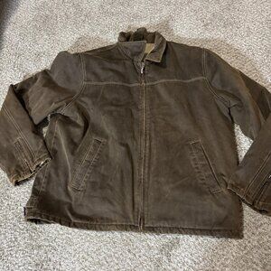 Rogue Jacket Mens XL Brown Quilted Lined Cotton Canvas Workwear Zip Front